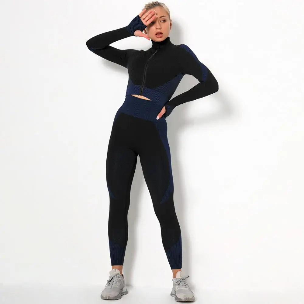 Sleeve Fitness Crop Top High Waist Leggings