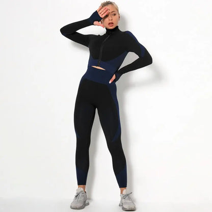 Sleeve Fitness Crop Top High Waist Leggings