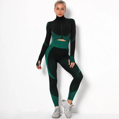 Sleeve Fitness Crop Top High Waist Leggings