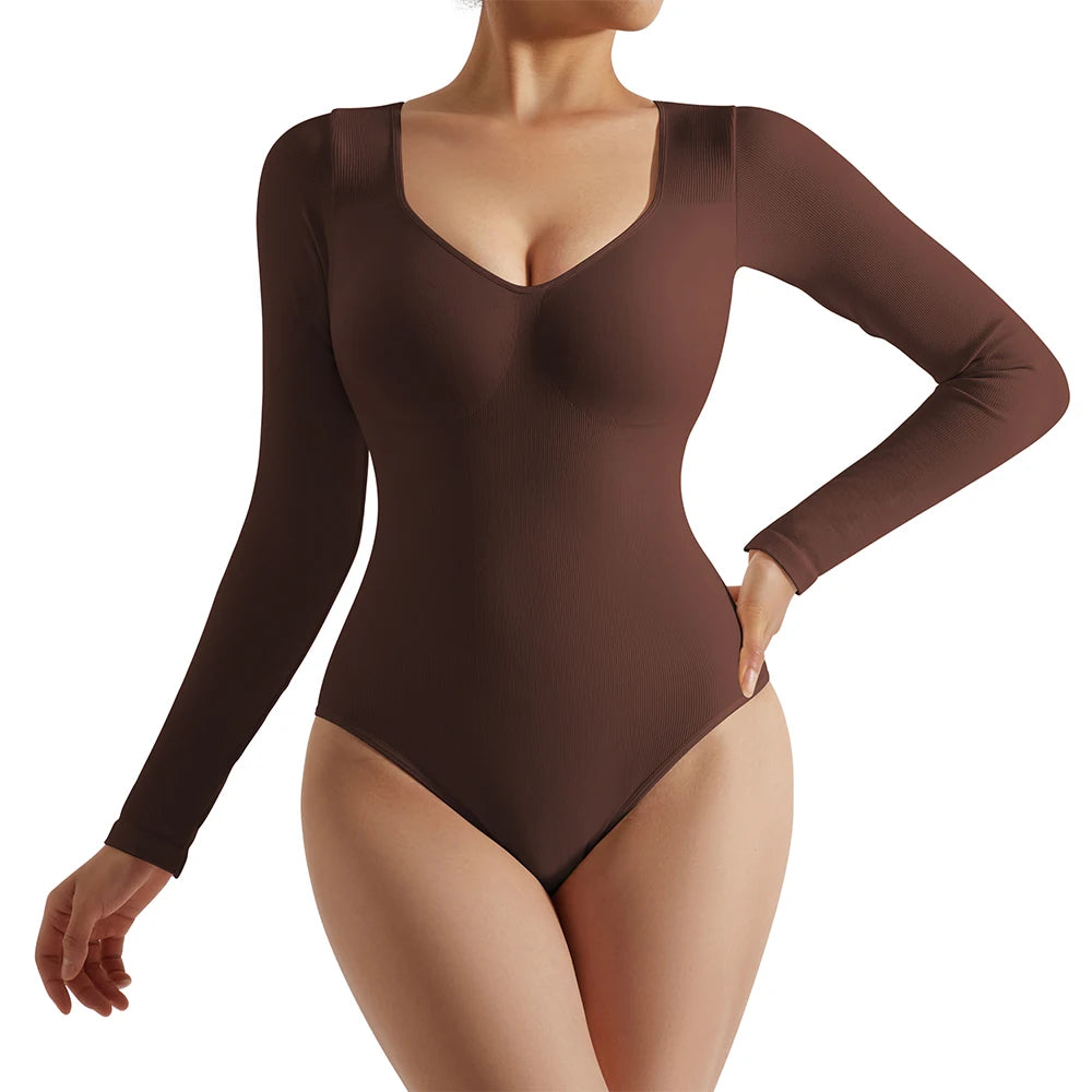 Neck Long Sleeve Bodycon Bodysuit