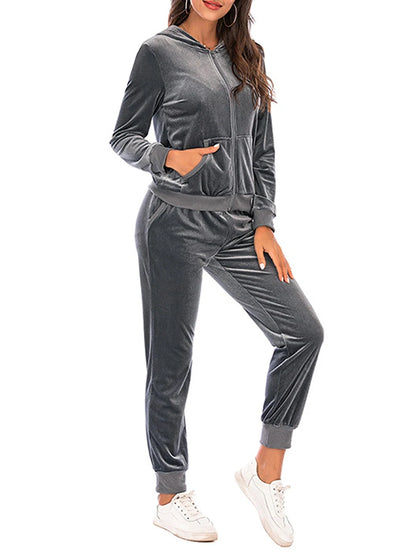 Women s Velvet Jogging Set Long Sleeve  Active Wear