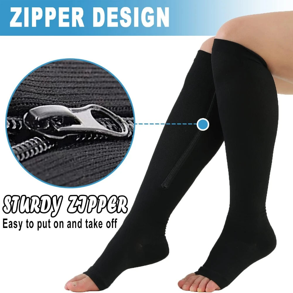 1 Pair Zipper Compression Socks