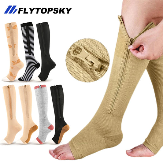 1 Pair Zipper Compression Socks