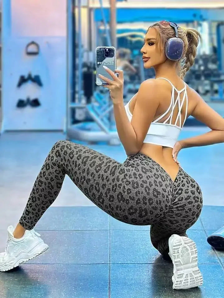 Leopard Print High-Waist Hip-Lifting Leggings