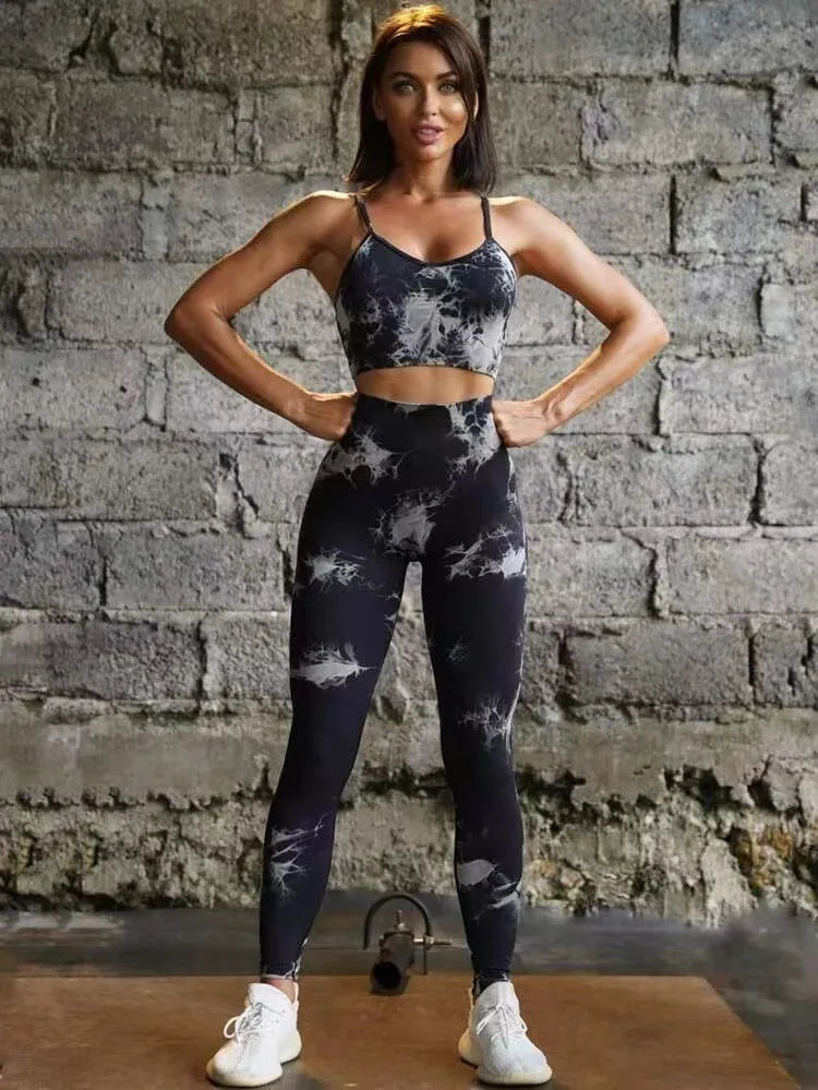 Tie-Dye Sports Bra & High-Waist Leggings