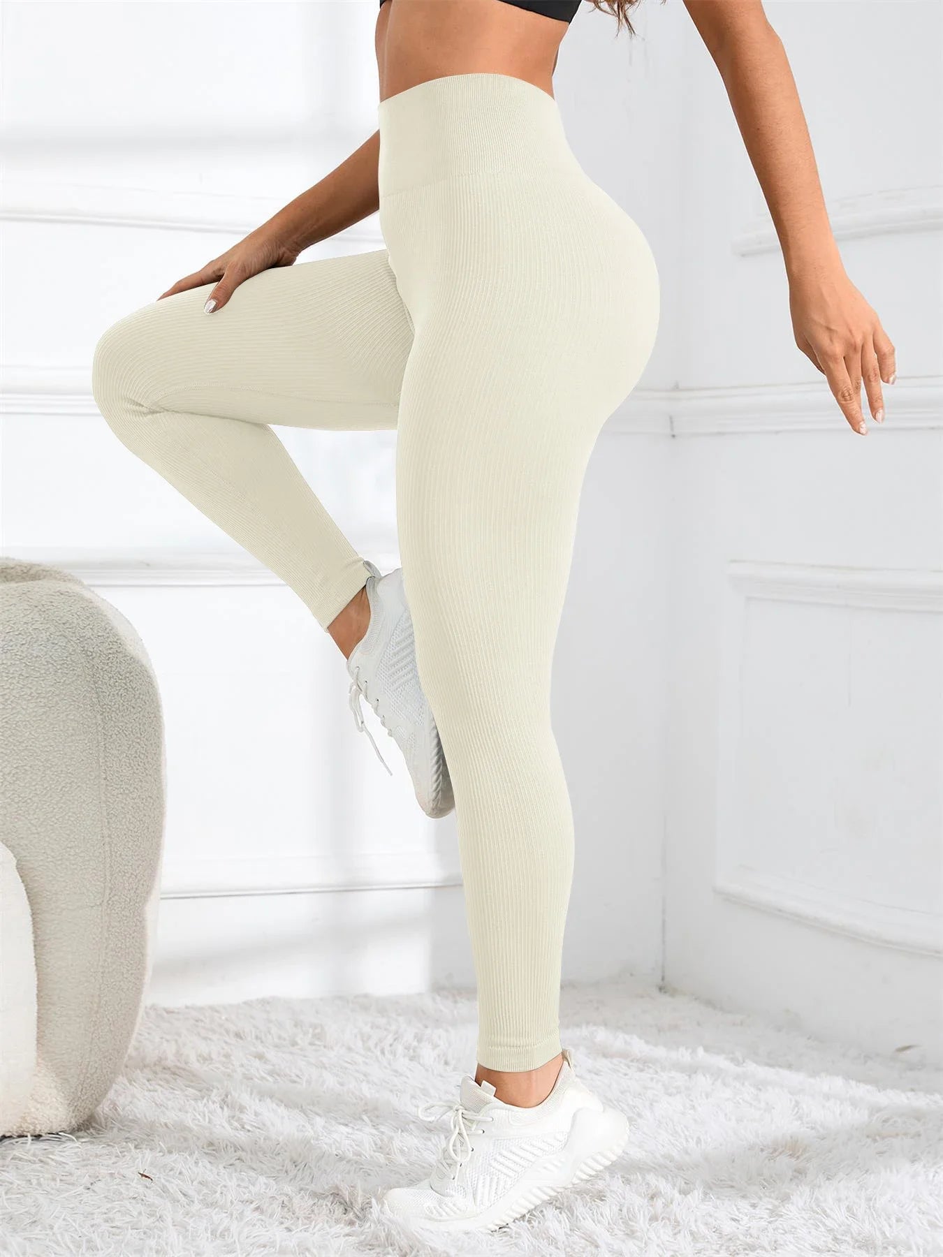 Seamless Ribbed High Waist Yoga Leggings