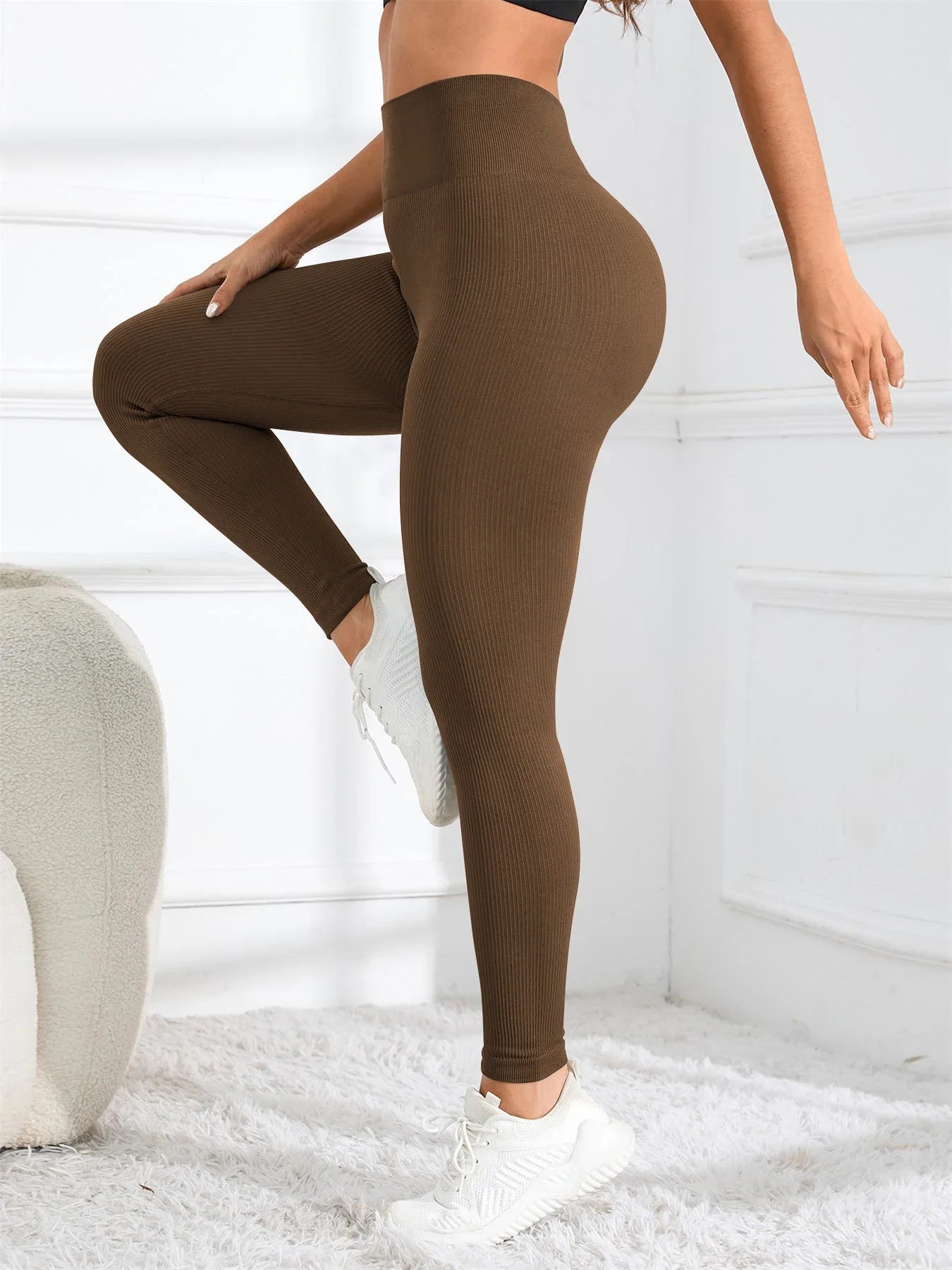 Seamless Ribbed High Waist Yoga Leggings