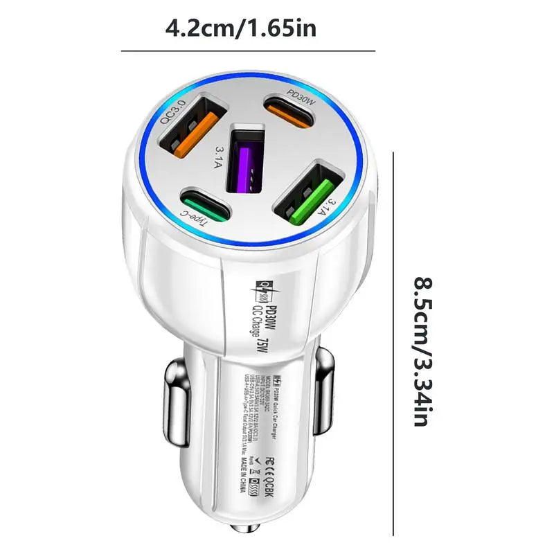 Car Charger 75W Car Adapter Fast